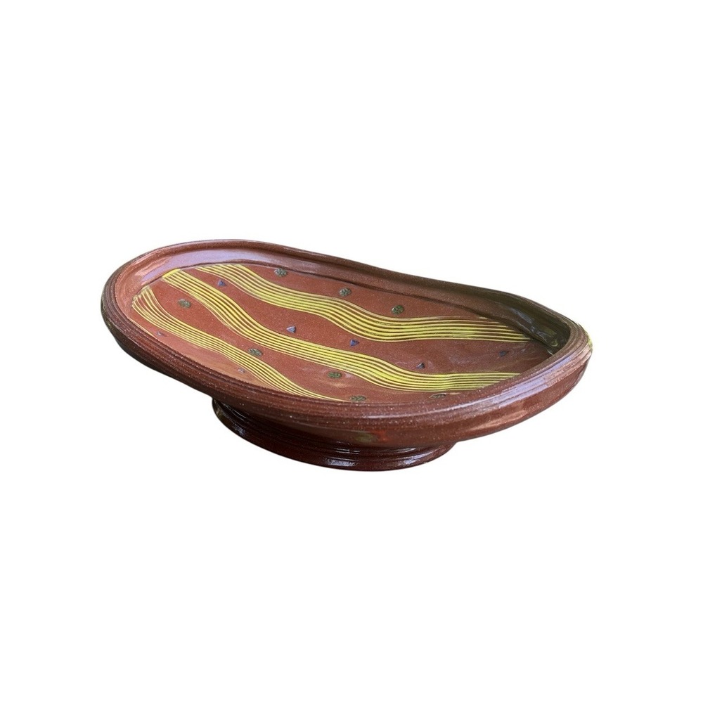 Neil Patterson Studio Pottery Footed‎ Bowl Pattern Sgraffito Stamped Terracotta
